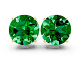 10K Yellow Gold 2.34 Carat Round Emerald Stud Earrings