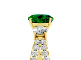 Yellow gold Round Cut Emerald Three-Stone Ring with Pavé Split Shank and Four-Prong Setting_5