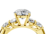 Yellow gold Round Cut Five-Stone Prong Set Diamond Ring with Classic Band_48