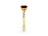 Yellow gold Round Cut Garnet Cluster Side Stone Solitaire Ring with Prong Setting_26