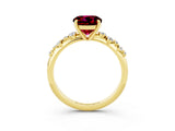 Yellow gold Round Cut Garnet Cluster Side Stone Solitaire Ring with Prong Setting_27