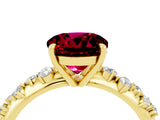 Yellow gold Round Cut Garnet Cluster Side Stone Solitaire Ring with Prong Setting_28