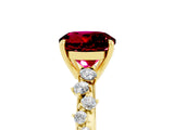 Yellow gold Round Cut Garnet Cluster Side Stone Solitaire Ring with Prong Setting_29