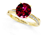 Yellow gold Round Cut Garnet Engagement Ring with Side Stone Accents and Four-Prong Setting_61