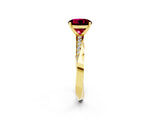 Yellow gold Round Cut Garnet Engagement Ring with Side Stone Accents and Four-Prong Setting_62