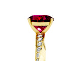 Yellow gold Round Cut Garnet Engagement Ring with Side Stone Accents and Four-Prong Setting_65