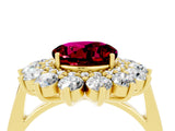 Yellow gold Round Cut Garnet Floral Double Halo Engagement Ring with Prong Setting_64