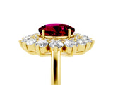 Yellow gold Round Cut Garnet Floral Double Halo Engagement Ring with Prong Setting_65