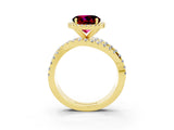 Yellow gold Round Cut Garnet Halo Ring with Round Split Shank and Prong Setting_51