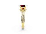 Yellow gold Round Cut Garnet  Halo Twist Band Solitaire Prong Setting Ring_38
