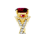 Yellow gold Round Cut Garnet  Halo Twist Band Solitaire Prong Setting Ring_41