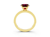 Yellow gold Round Cut Garnet Milgrain Pavé Engagement Ring with Four-Prong Setting_3