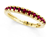 Yellow gold Round Cut Garnet Pavé Set Thin Band_1