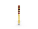 Yellow gold Round Cut Garnet Pavé Set Thin Band_2