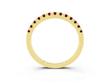 Yellow gold Round Cut Garnet Pavé Set Thin Band_3