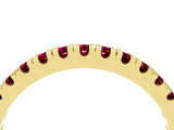 Yellow gold Round Cut Garnet Pavé Set Thin Band_4