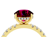 Yellow gold Round Cut Garnet Pave Band Solitaire Ring with Four-Prong Setting_28