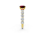 Yellow gold Round Cut Garnet Prong Setting with Side Stones on a Pave Band_2