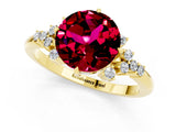 Yellow gold Round Cut Garnet Ring with Side Stones and Four-Prong Setting_37
