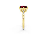 Yellow gold Round Cut Garnet Ring with Side Stones and Four-Prong Setting_38