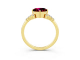 Yellow gold Round Cut Garnet Ring with Side Stones and Four-Prong Setting_39