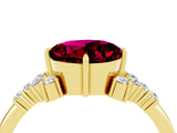 Yellow gold Round Cut Garnet Ring with Side Stones and Four-Prong Setting_40