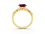 Yellow gold Round Cut Garnet Scattered Round Accent Ring with Prong Setting_15