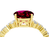 Yellow gold Round Cut Garnet Scattered Round Accent Ring with Prong Setting_16