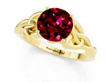 Yellow gold Round Cut Garnet Solitaire Celtic Knot Ring with Four-Prong Setting_13