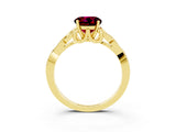 Yellow gold Round Cut Garnet Solitaire Celtic Knot Ring with Four-Prong Setting_15