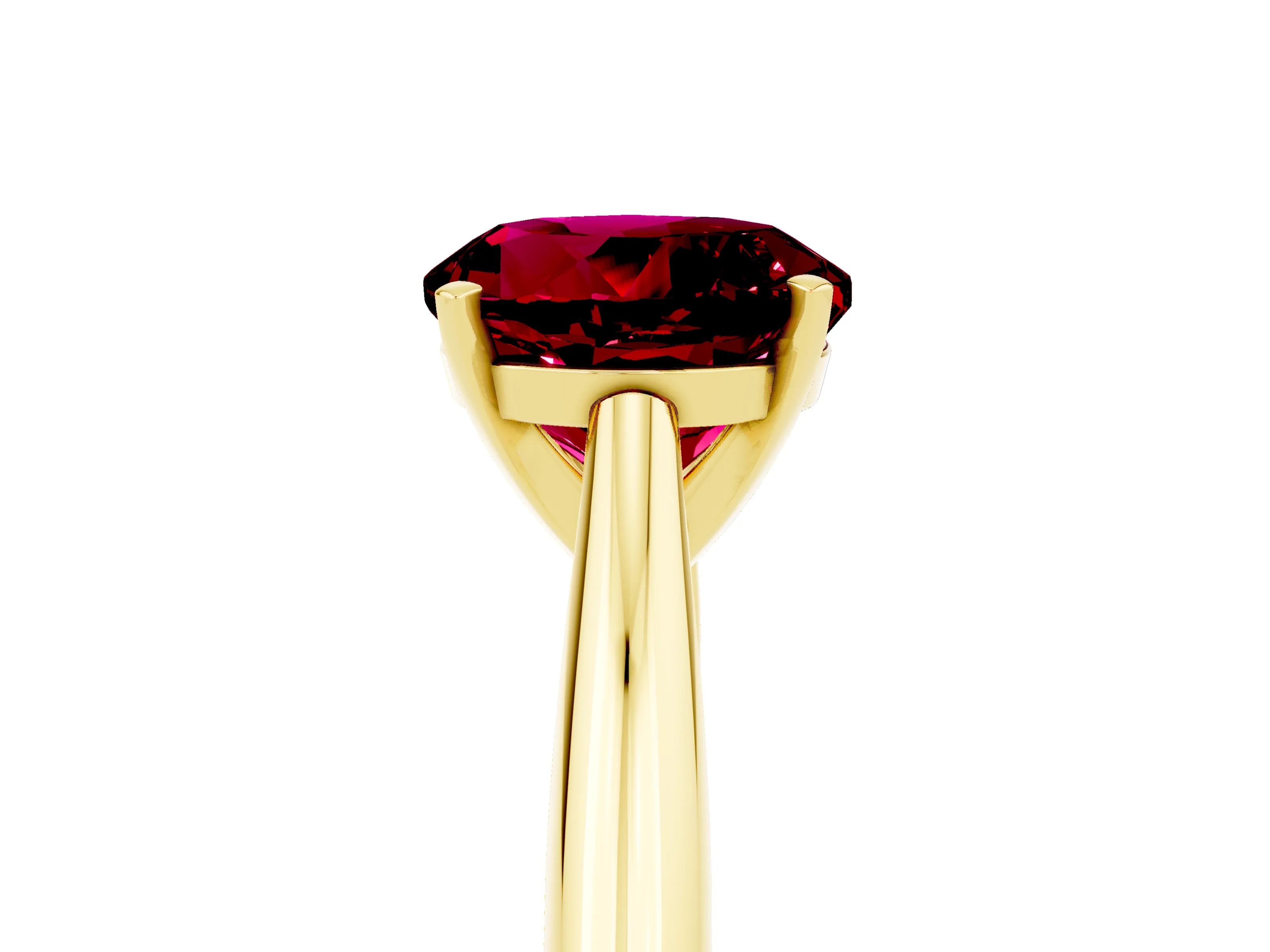 Yellow gold Round Cut Garnet Solitaire Engagement Ring with Cathedral Setting and Four-Prong Mount_17