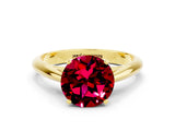 Yellow gold Round Cut Garnet Solitaire Engagement Ring with Cathedral Setting and Four-Prong Mount_24