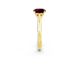 Yellow gold Round Cut Garnet Solitaire Engagement Ring with Cathedral Setting and Four-Prong Mount_26