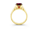 Yellow gold Round Cut Garnet Solitaire Engagement Ring with Cathedral Setting and Four-Prong Mount_27