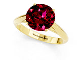 Yellow gold Round Cut Garnet Solitaire Engagement Ring with Cathedral Setting and Four-Prong Mount_31