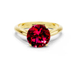 Yellow gold Round Cut Garnet Solitaire Engagement Ring with Cathedral Setting and Four-Prong Mount_84