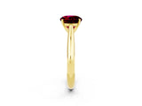 Yellow gold Round Cut Garnet Solitaire Engagement Ring with Cathedral Setting and Four-Prong Mount_86