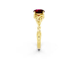 Yellow gold Round Cut Garnet Solitaire Engagement Ring with Celtic Knot Band and Four-Prong Setting_2