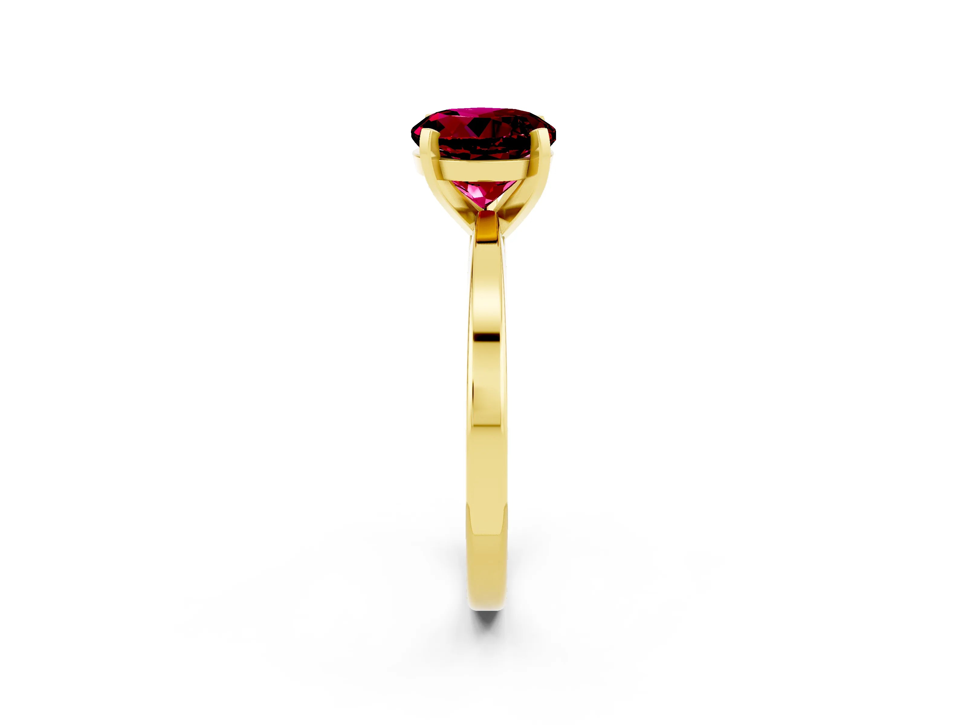 Yellow gold Round Cut Garnet Solitaire Engagement Ring with Classic Band and Four-Prong Setting_26