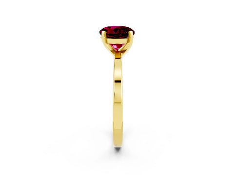 Yellow gold Round Cut Garnet Solitaire Engagement Ring with Classic Band and Four-Prong Setting_26