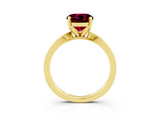 Yellow gold Round Cut Garnet Solitaire Engagement Ring with Classic Band and Four-Prong Setting_27