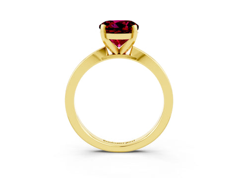 Yellow gold Round Cut Garnet Solitaire Engagement Ring with Classic Band and Four-Prong Setting_27