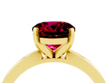 Yellow gold Round Cut Garnet Solitaire Engagement Ring with Classic Band and Four-Prong Setting_28