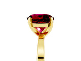 Yellow gold Round Cut Garnet Solitaire Engagement Ring with Classic Band and Four-Prong Setting_29