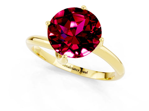 Yellow gold Round Cut Garnet Solitaire Engagement Ring with Four-Prong Setting and Classic Band_13
