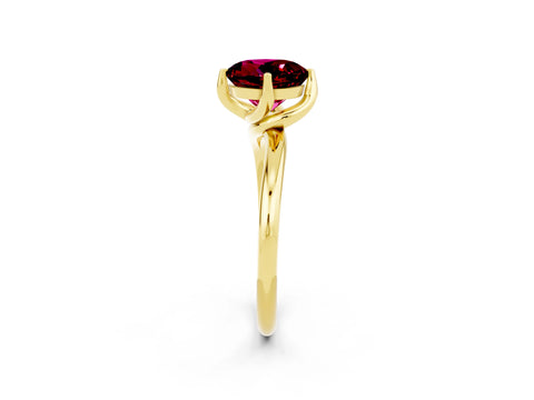 Yellow gold Round Cut Garnet Solitaire Engagement Ring with Four-Prong Setting and Classic Band_14