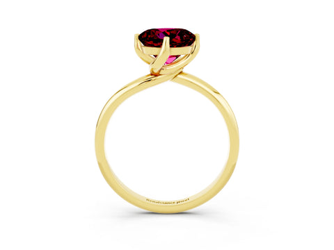 Yellow gold Round Cut Garnet Solitaire Engagement Ring with Four-Prong Setting and Classic Band_15