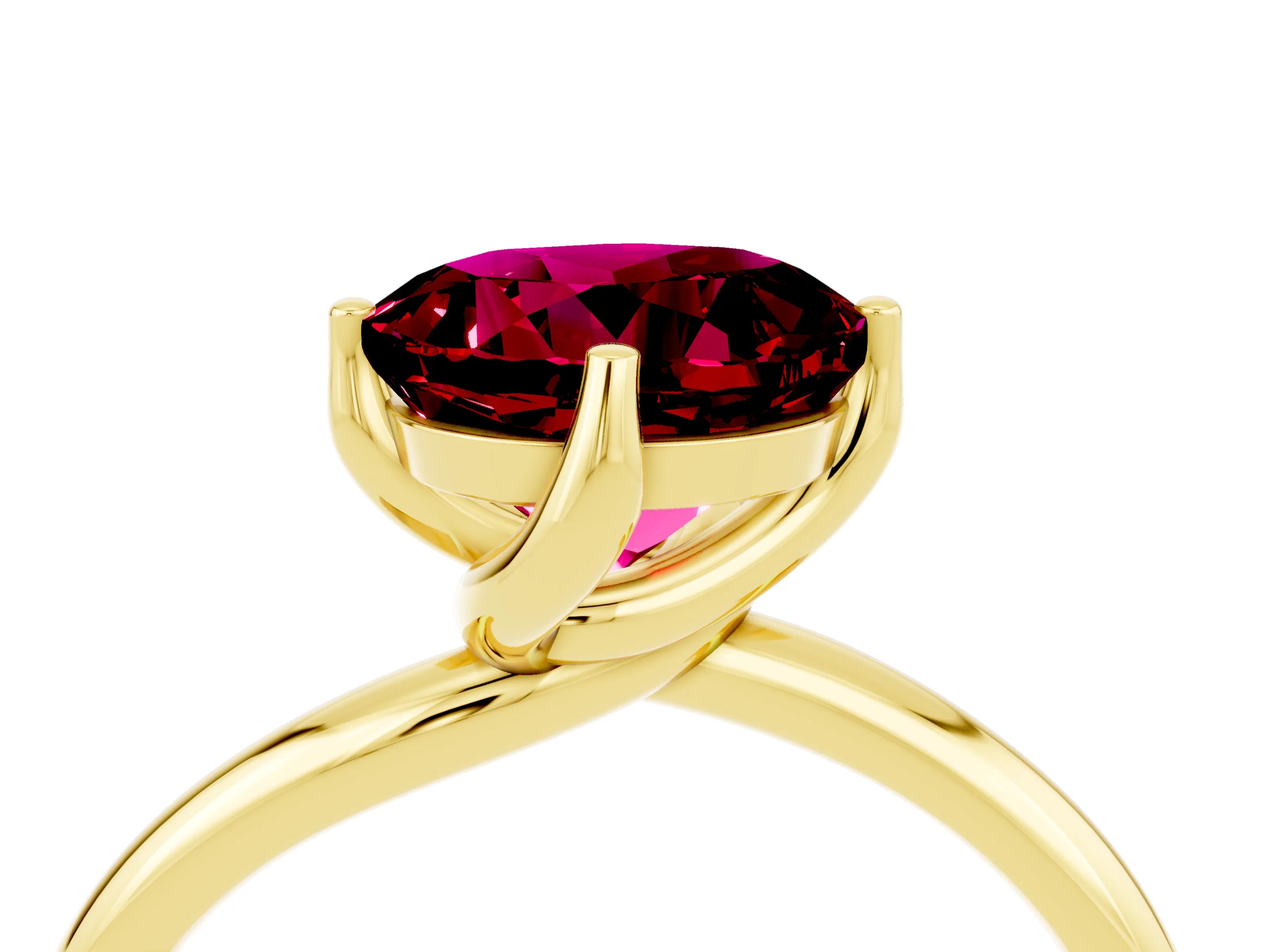 Yellow gold Round Cut Garnet Solitaire Engagement Ring with Four-Prong Setting and Classic Band_16