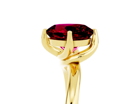 Yellow gold Round Cut Garnet Solitaire Engagement Ring with Four-Prong Setting and Classic Band_17