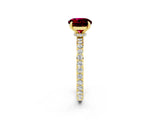 Yellow gold Round Cut Garnet Solitaire Engagement Ring with Pavé Band and Four-Prong Setting_2